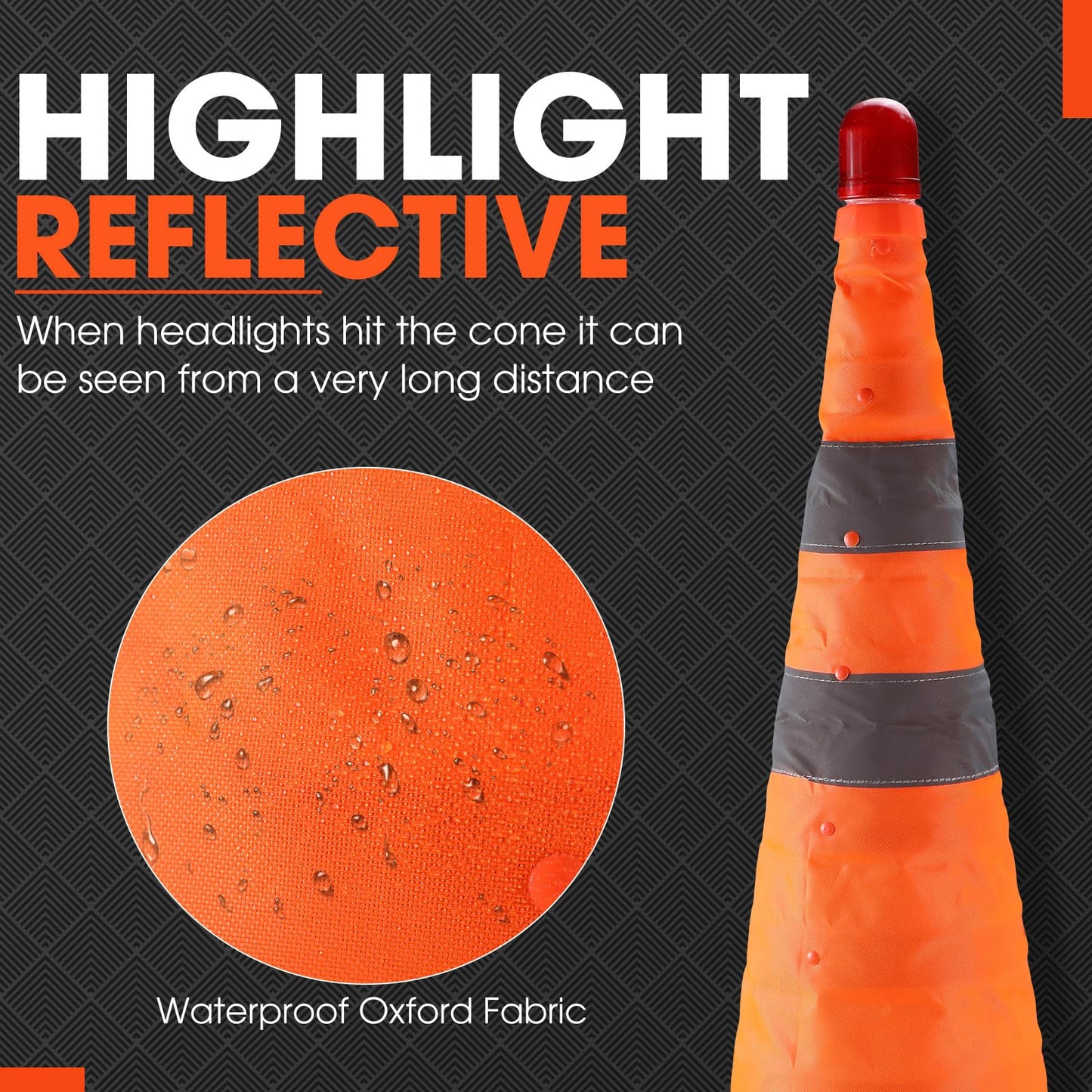 Paterr 12 Pack Collapsible Traffic Cones with LED Light, Multi Purpose Pop up Extendable Road Parking Cones, Safety Cones with Reflective Collar(28 Inch)