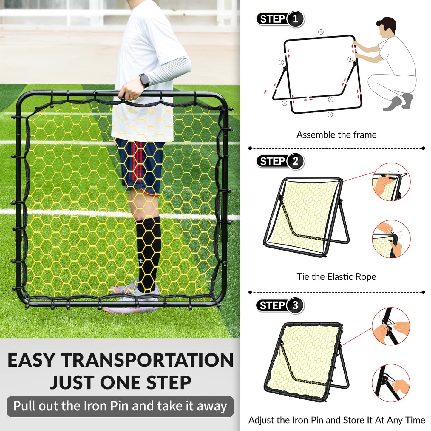 Happy Jump Portable Soccer Rebounder Net for Kids Soccer Training Practice