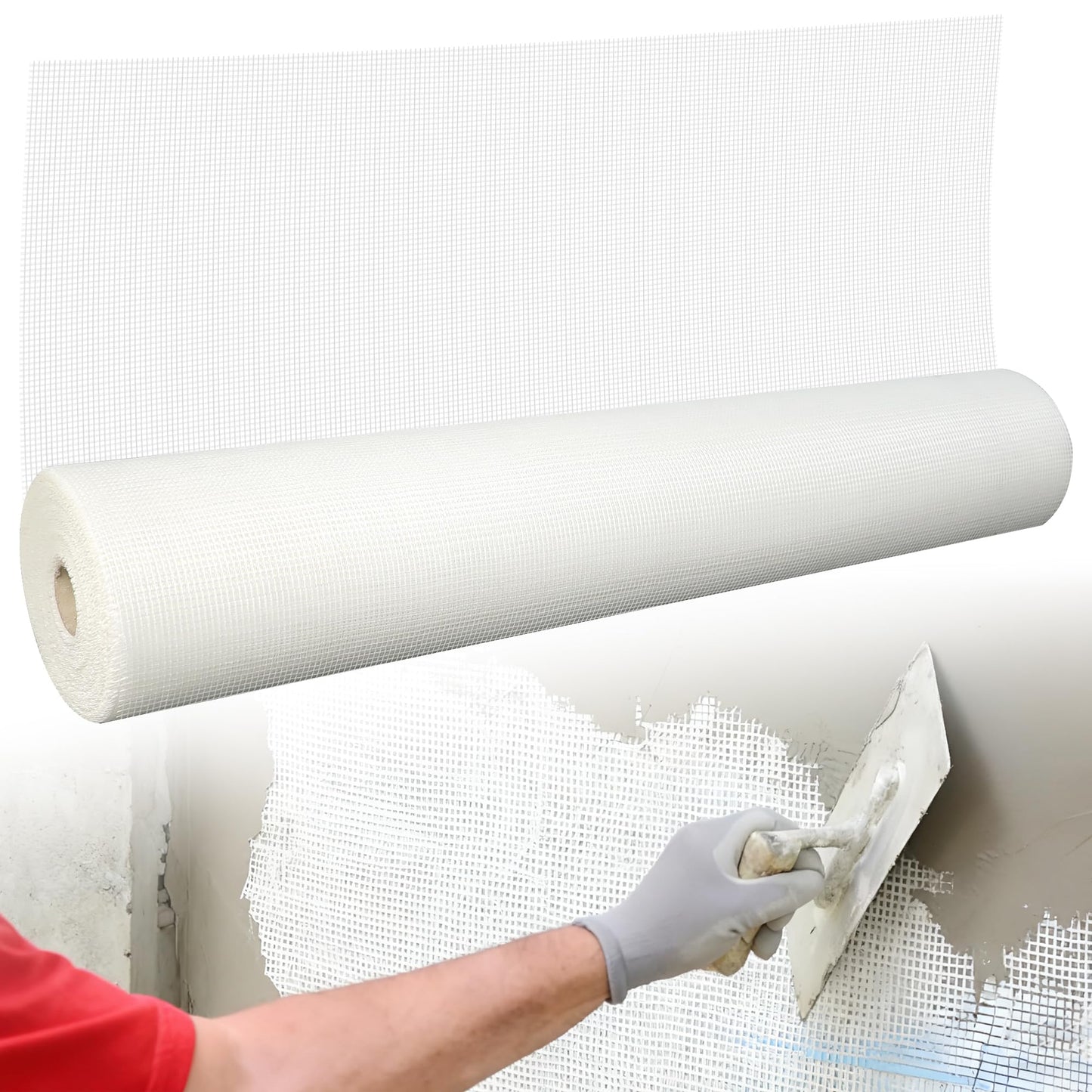 Fiberglass Mesh Roll 3.2x164 FT Plastering Mesh for Wall Crack Repair, Alkaline Resistant & Non-Adhesive 160g/m² Fibreglass Reinforcing Mesh Net for Plastering Interior Exterior Building Insulation