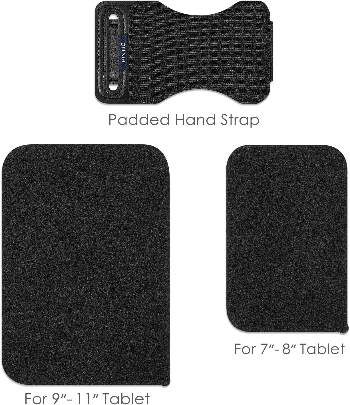 FINTIE 7-11" Universal Tablet Hand Strap Holder - [Dual Stand Supports] Detachable Padded Hook & Loop Fastening Handle