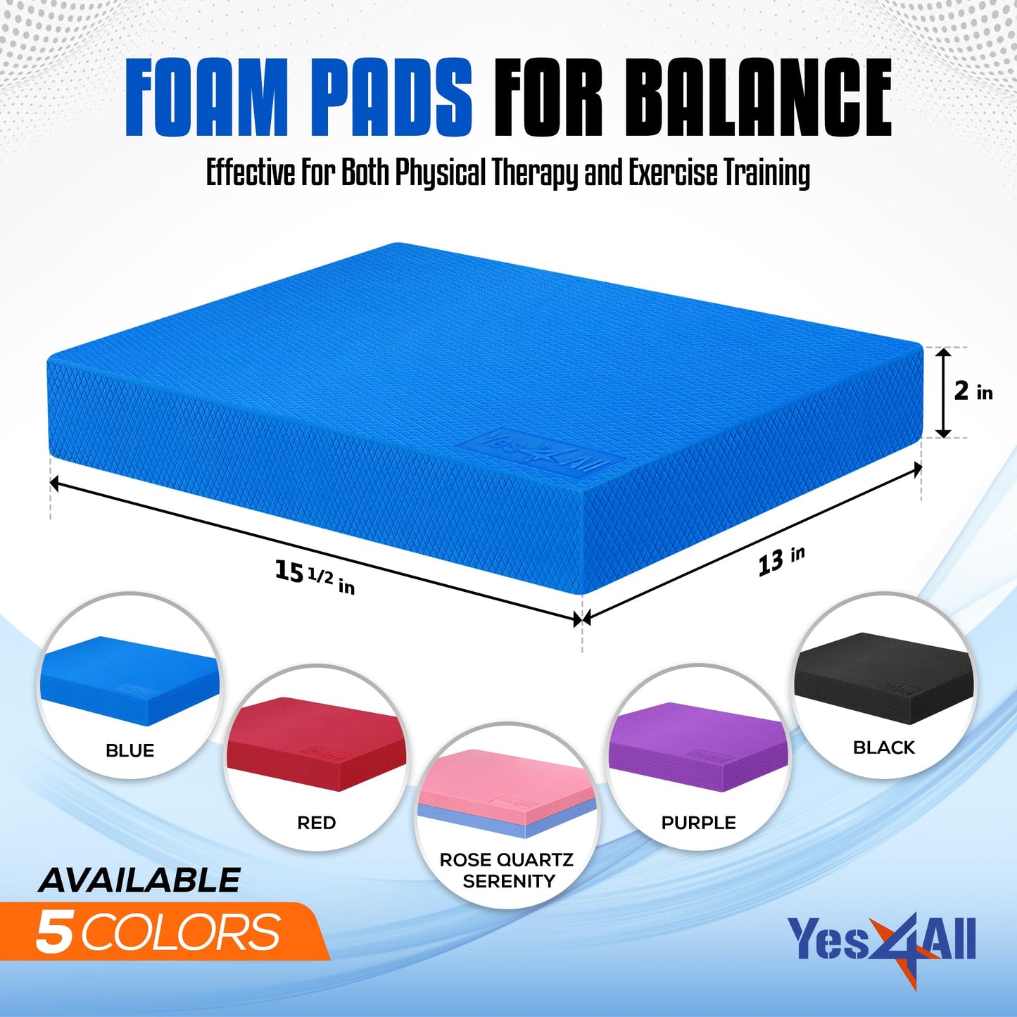 Yes4All Balance Pad, Nonslip TPE Foam Balance Pad with Upgraded Sizes - L, XL, XXL Balance Mat for Fitness, Yoga & Stability Training - Multicolor Options - L, Blue