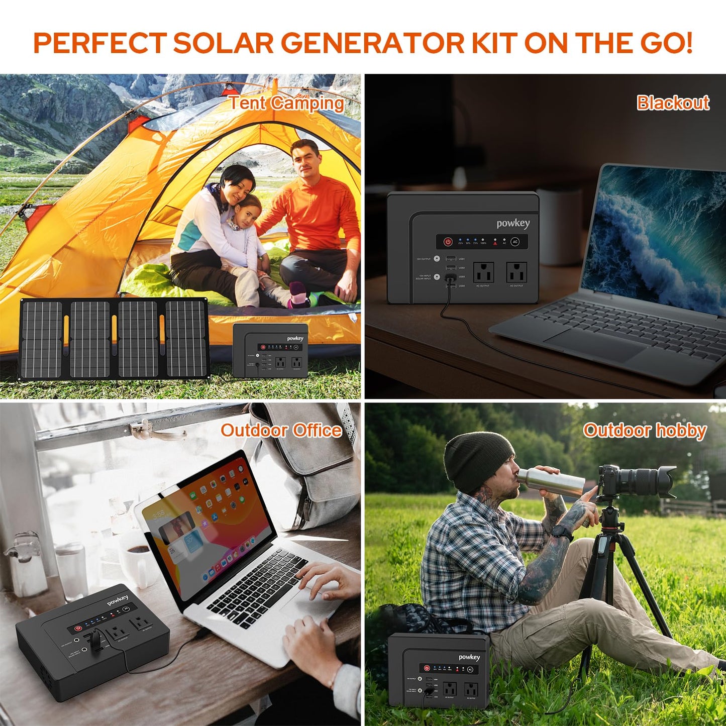 powkey 200W Portable Power Bank with Solar Panel 40W, 146Wh Power Bank with AC Outlet, High Eifficiency Waterproof Solar Panel Kit with Battery Bank for Outdoor Camping Home Backup