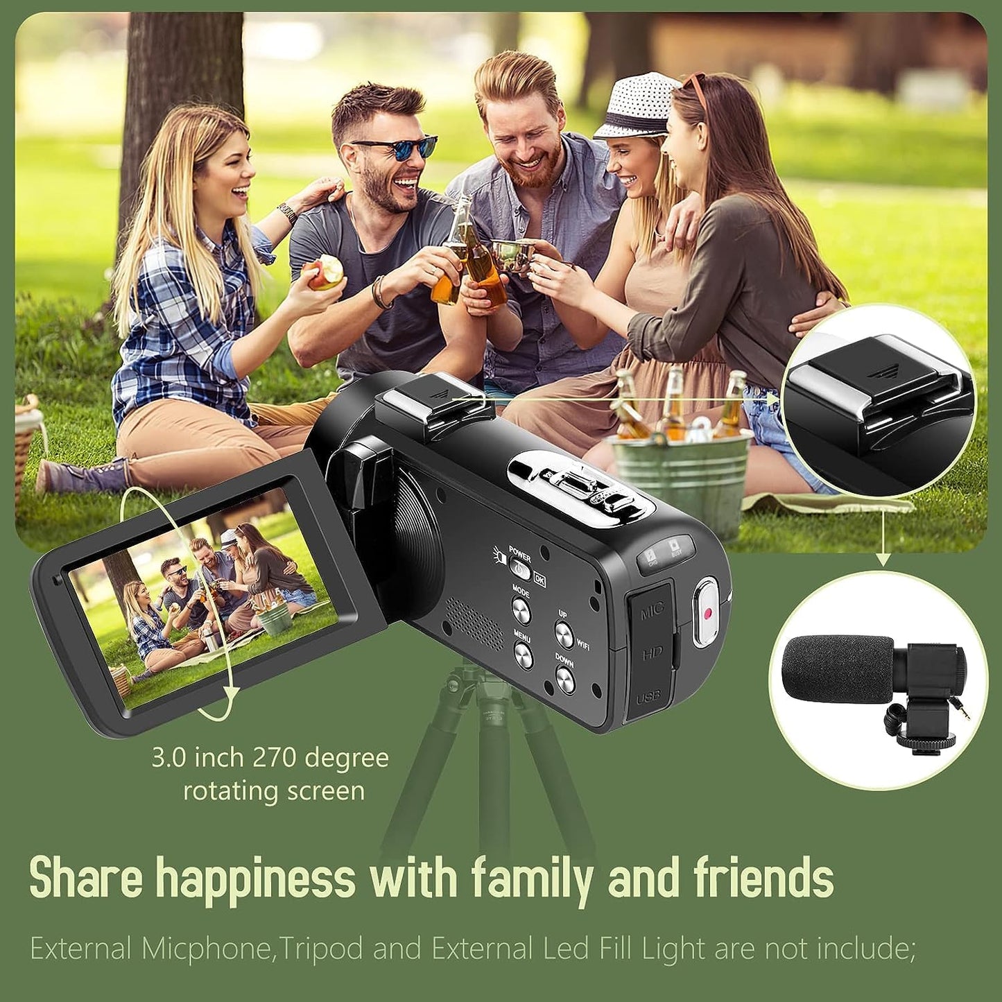 Zorlsk 2.7K 42MP 18X 3.0 Inch 270 2 Video Camera Camcorder, Digital Zoom Vlogging Camera for YouTube, Rotation Screen