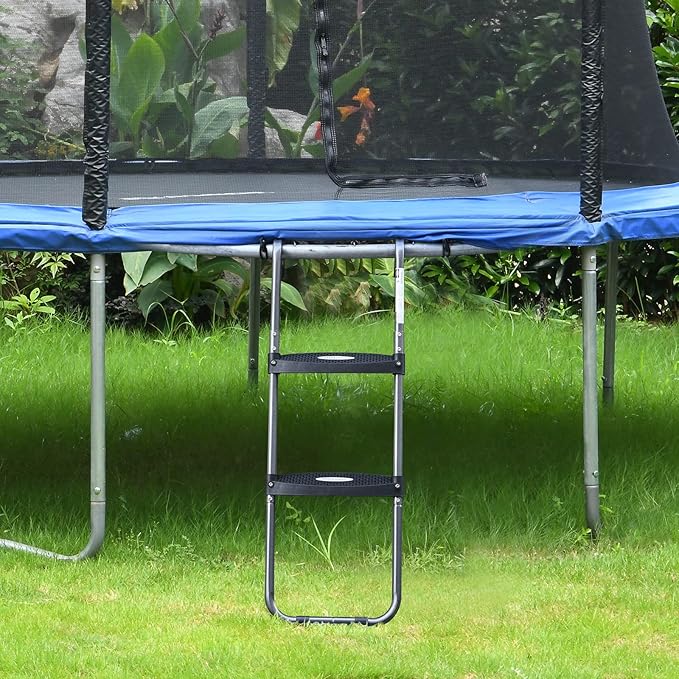 HBTower Trampoline Ladder with Horizontal and Wide Steps, Universal Hook, UV Treated Steel, 220 lbs Capacity Trampoline Accessories for Children Kids