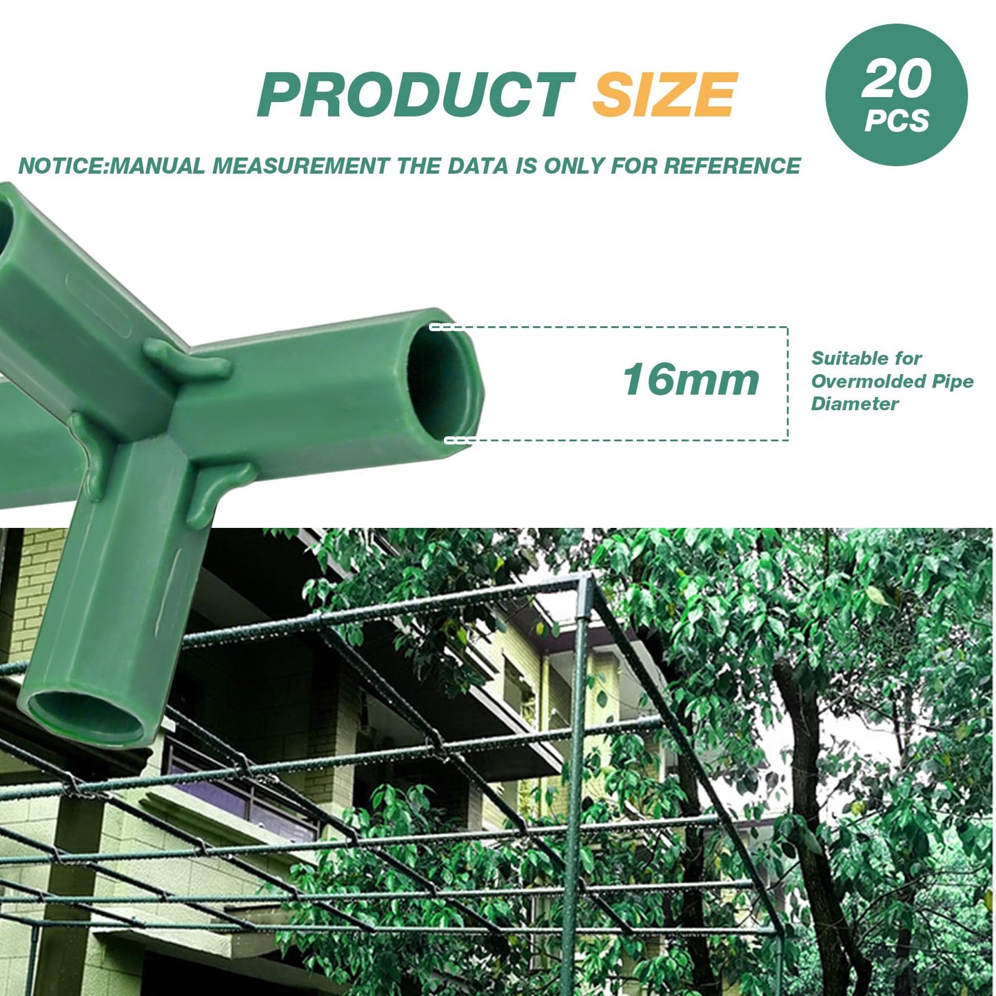 LIDSCURA 20PCS 16mm Gardening Frame Joints Pole Connector Straight Plastic Greenhouse Frame Connector