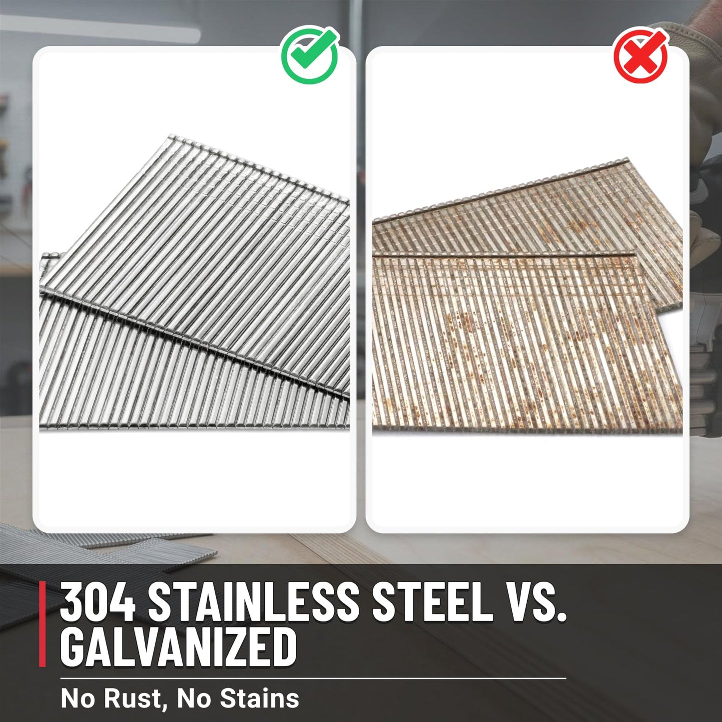 16 Gauge Angled Finish Nails 1-1/4 Inch (32mm) 20-Degree Stainless Steel Finishing Nails for Nail Guns - No Rust, Ideal for Trim Work and Furniture Assembly (4 Boxes, 8,000 PCS)