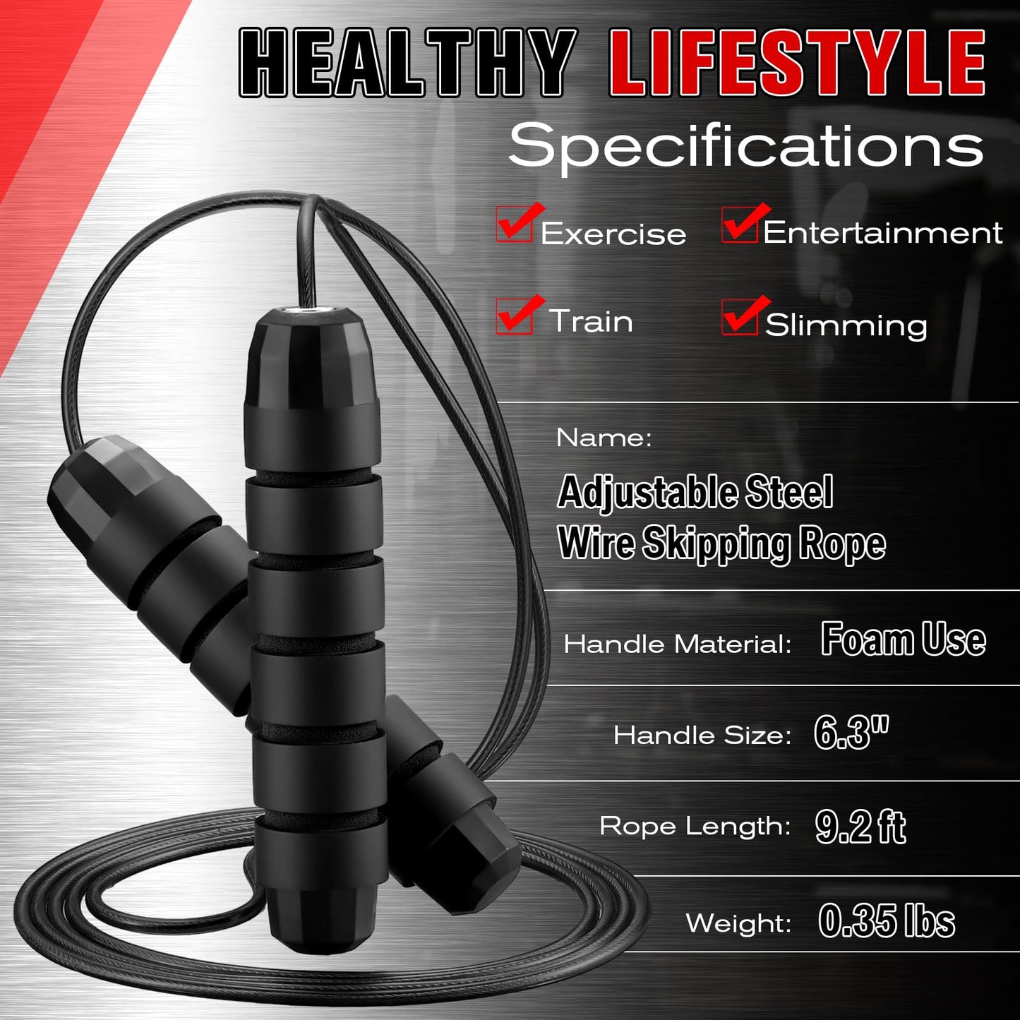 Junkin 12 Pieces Jump Ropes for Fitness with Ball Bearings Speed Jumping Adjustable Skipping Rope with Foam Handles Exercise Stuffer for Men Women Cardio Training Slim Body(Black)
