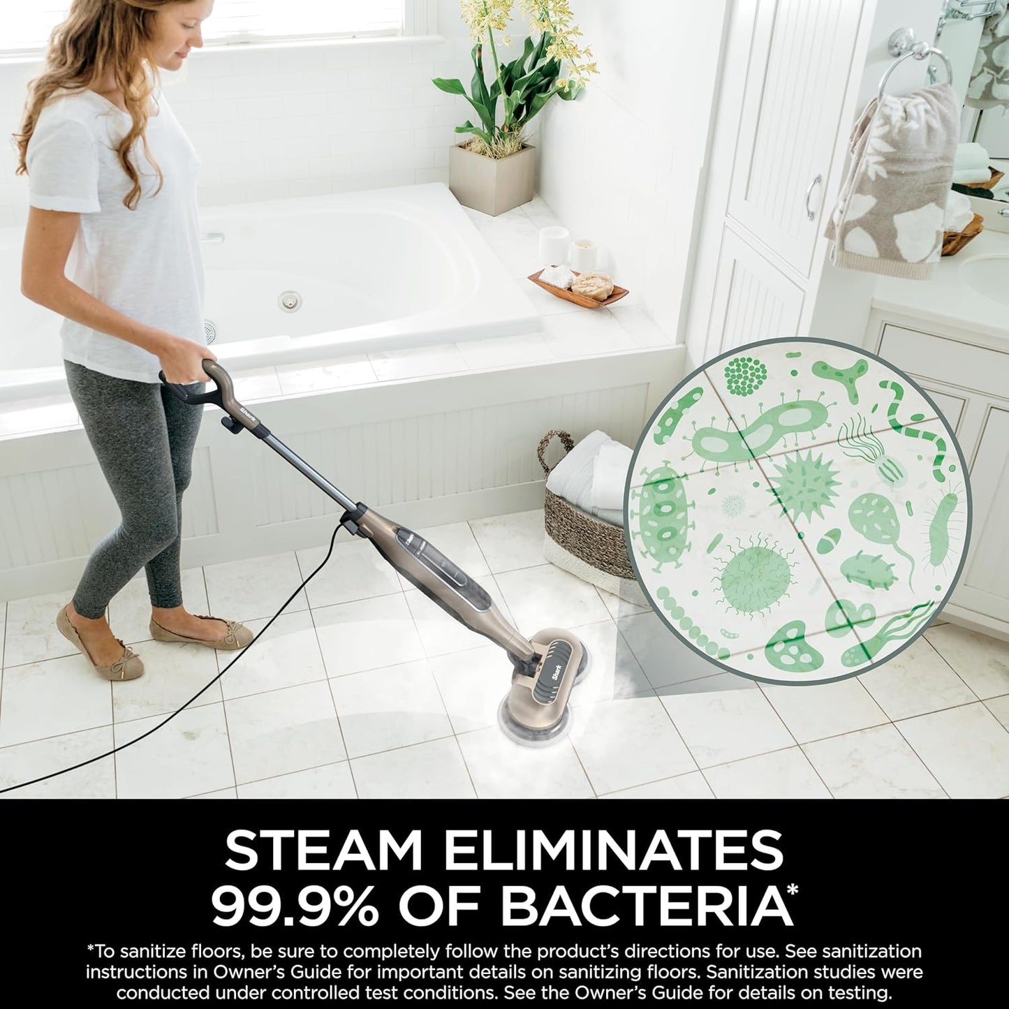 Shark S7001 Mop - 3 Steam Modes & LED Headlights for Hard Floors | 4 Washable Dirt Grip Pads, Gold