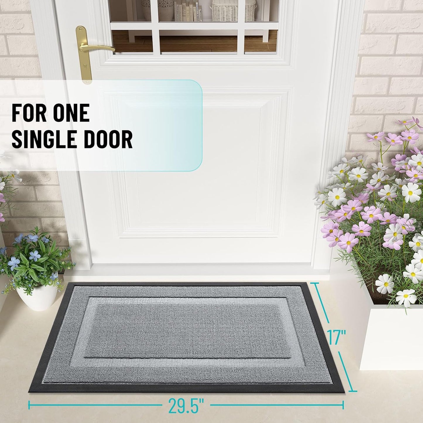 OLANLY Indoor Outdoor Front Door Mat - Waterproof All-Season Doormat | Sturdy Natural Rubber, 29.5x17, Ash Gray