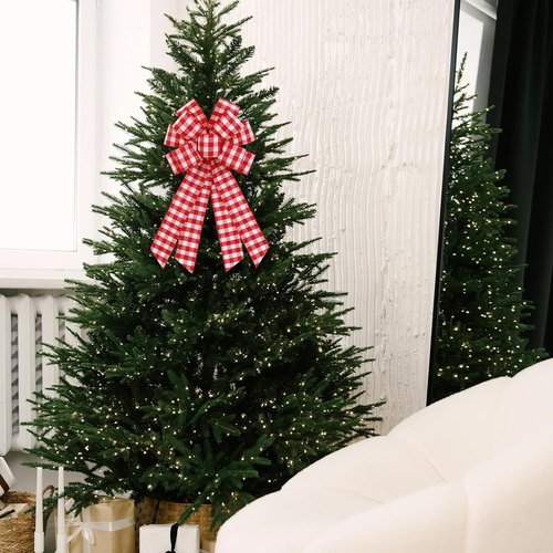 Buffalo Plaid Wreath Bow by Large Red | Rustic Farmhouse Burlap Decor for Indoor & Outdoor Events