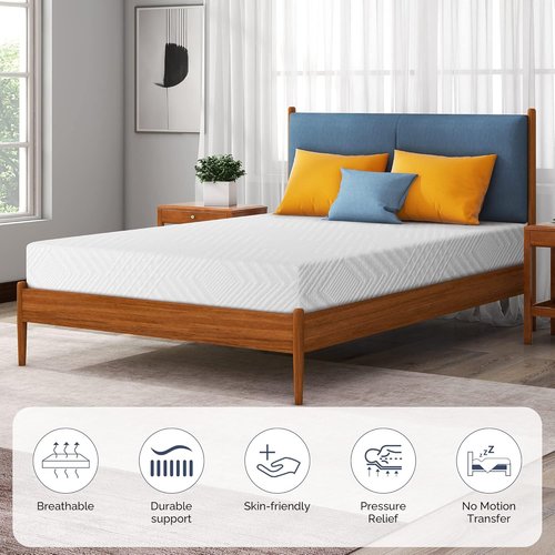 Green Tea Gel Infused Twin Memory Foam Mattress - 8-Inch Medium-Firm for Cool Sleep & Pressure Relief | CertiPUR-US Certified