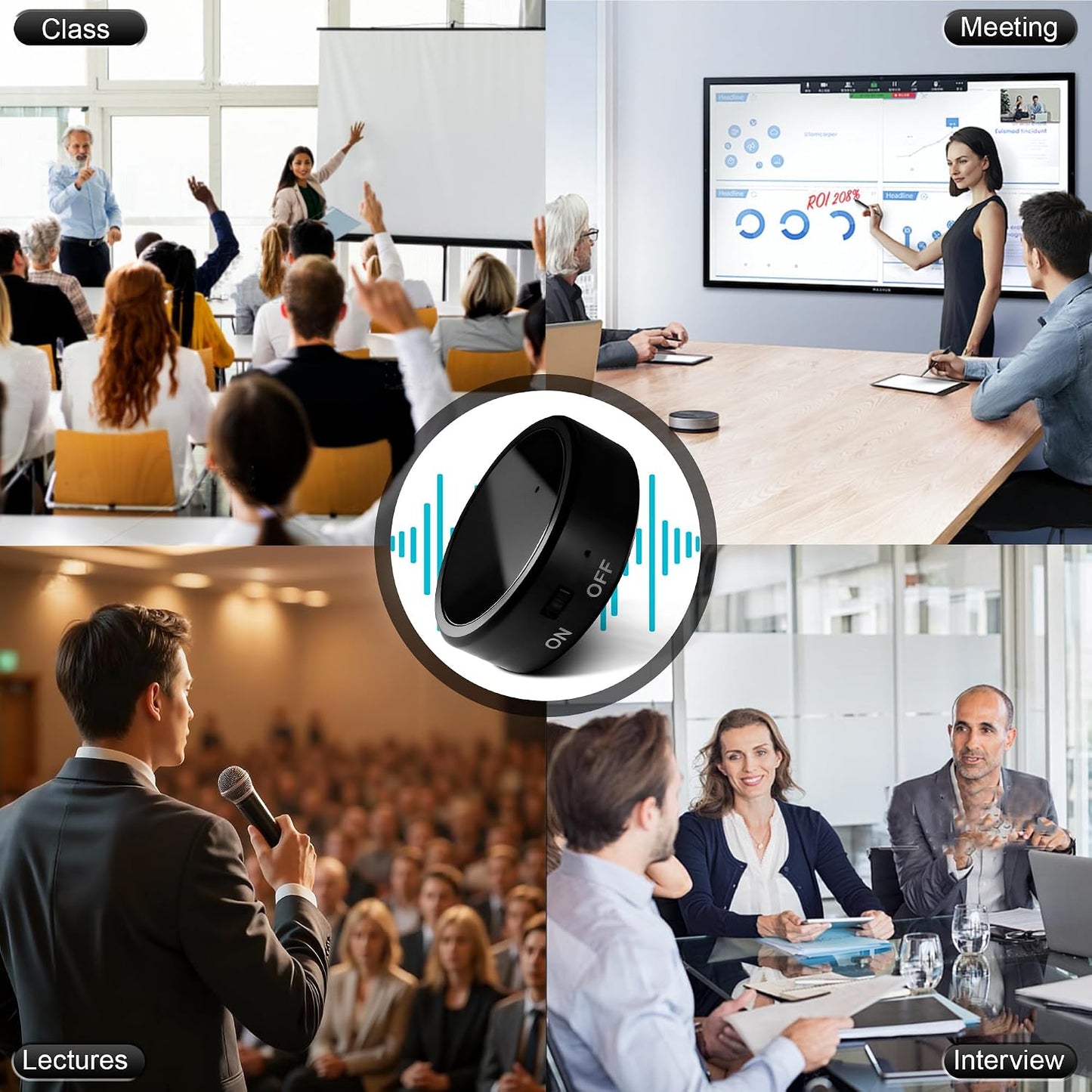 UYYIYY 64GB 300-Hour Voice Recorder | Mini Audio Recorder with Voice Activation Portable Recording Device for Meetings
