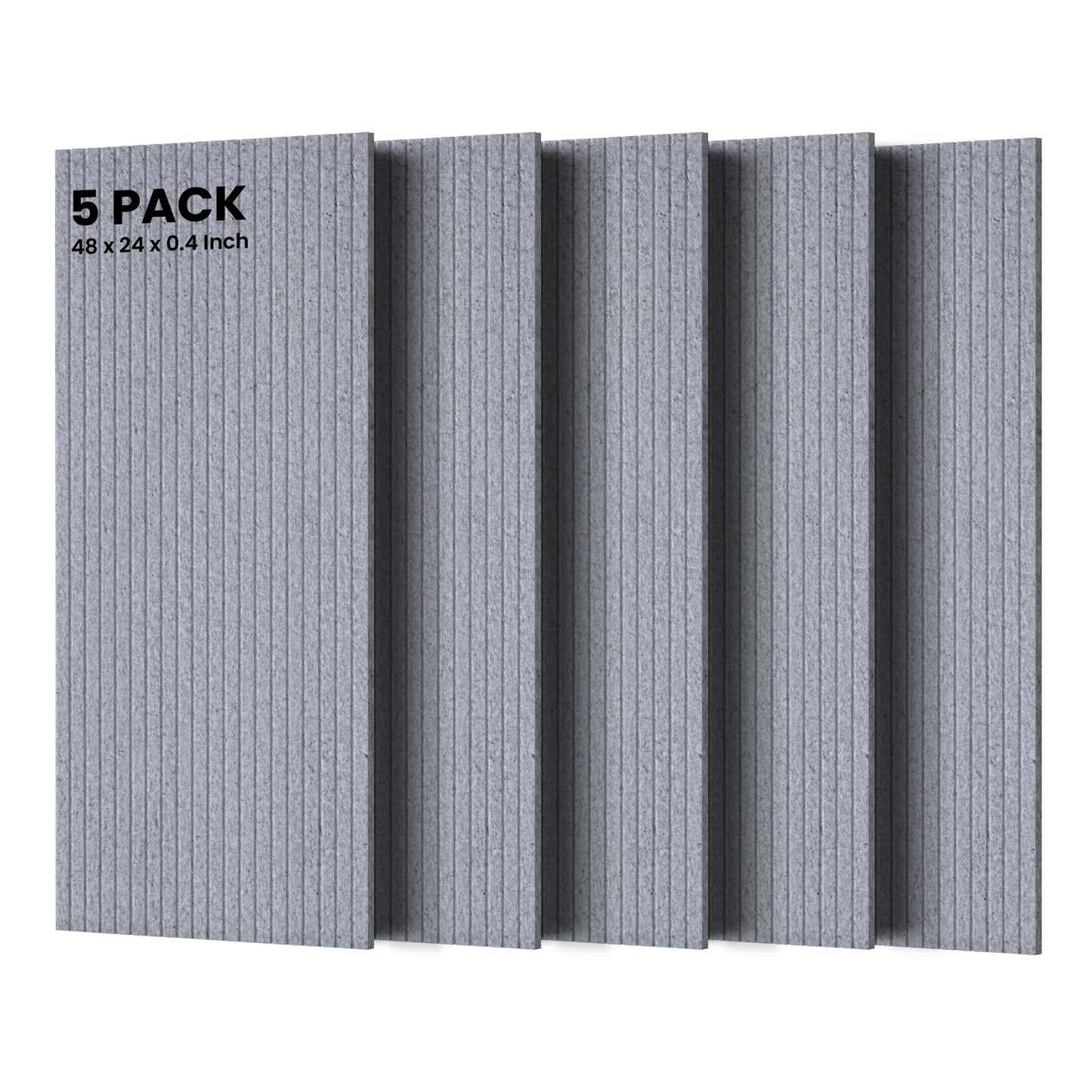 5 Pack Acoustic Panels, 47.2 x 23.6 x 0.35 Inch Sound Proof Panels for Walls, Premium Wall Sound Absorbing Panels, Decorative Sound Dampening Panels for Media Room, Office and Studio,Silver Gray