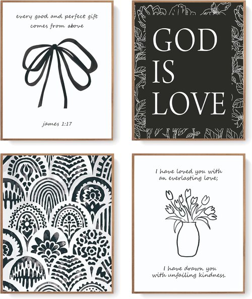 LARTSFRO Christian Wall Art Decor - Inspirational Bible Verse Prints | Set of 4 Unframed 10x8 Inch Pictures