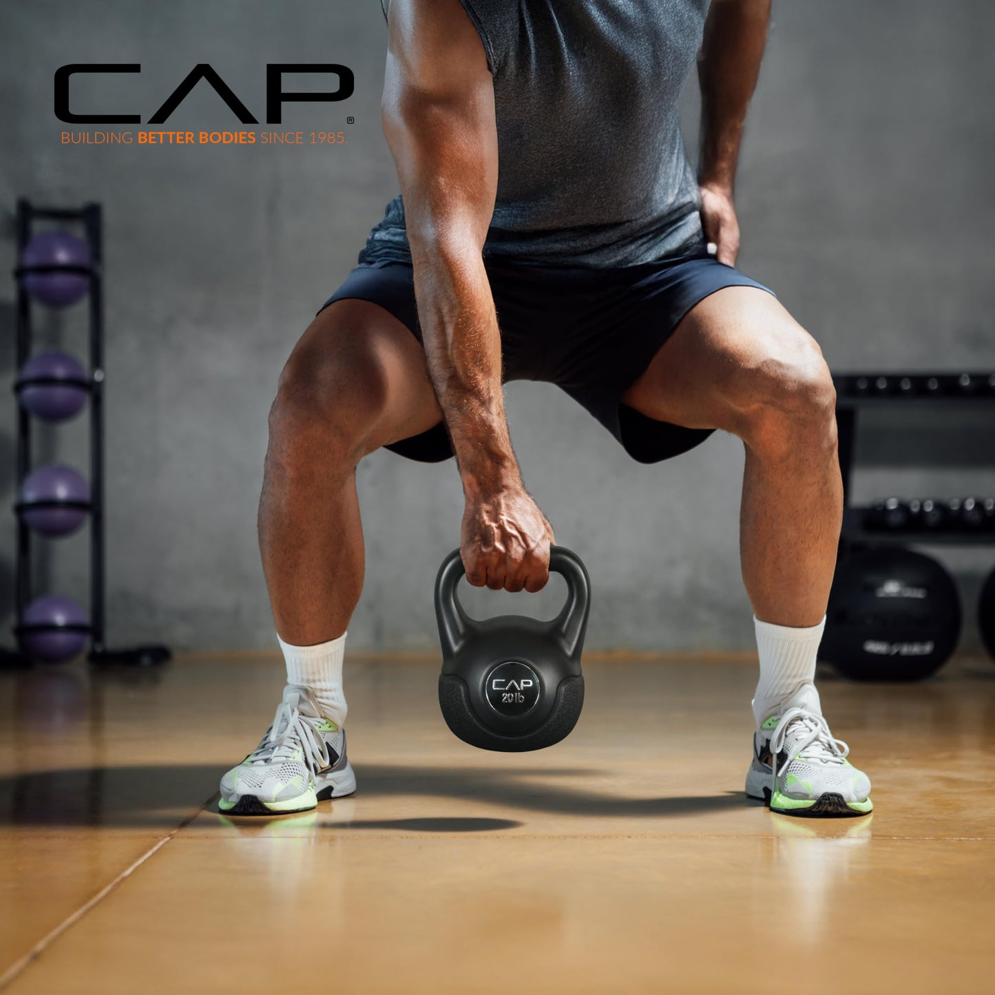 CAP Barbell 45 LB Cement Kettlebell Set – 10 lb, 15 lb & 20 lb Vinyl-Coated Kettlebells for Strength Training, Cardio, Cross Training & Home Gym Workouts