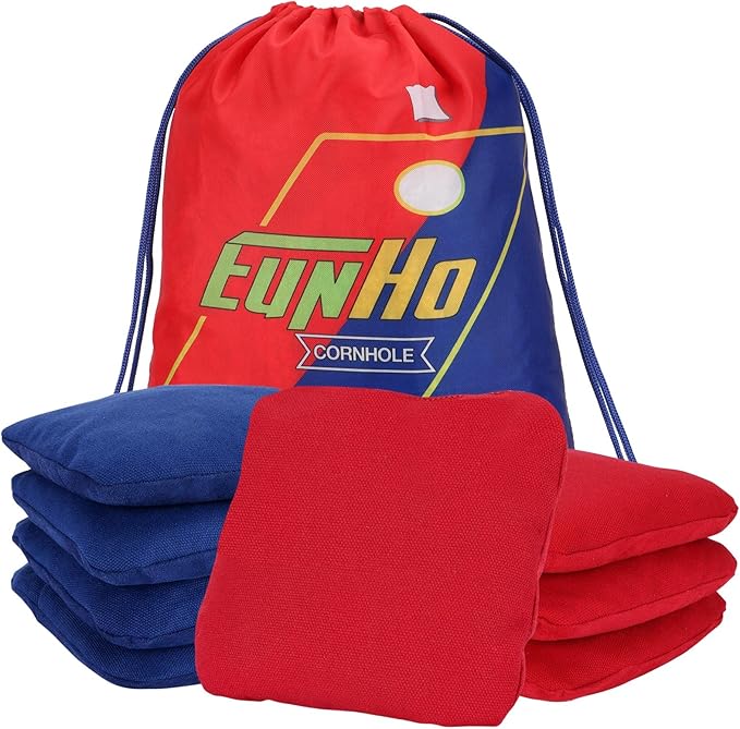EunHo Dual Sided Cornhole Bags Regulation Set of 8 Professional Cornhole Bean Bags Slick and Stick for Tossing Game-All Weather