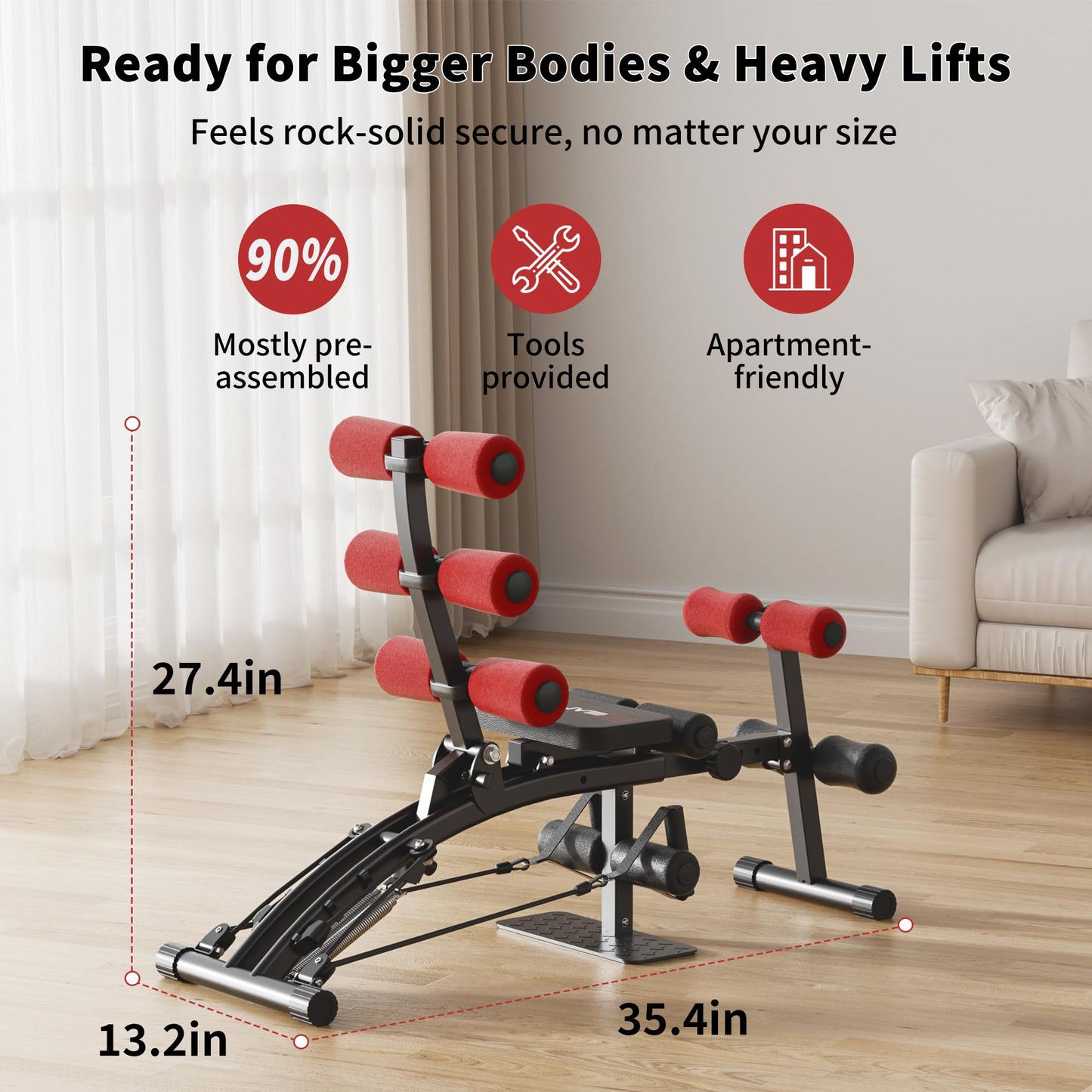 seanleecore Ab Machine with Squat machine, Multi-Functional Adjustable Ab Trainer, Ab Workout Bench for Home Gym, Sit Up Machine for Abdominal & Glutes, Exercise Chair for Full Body Workout