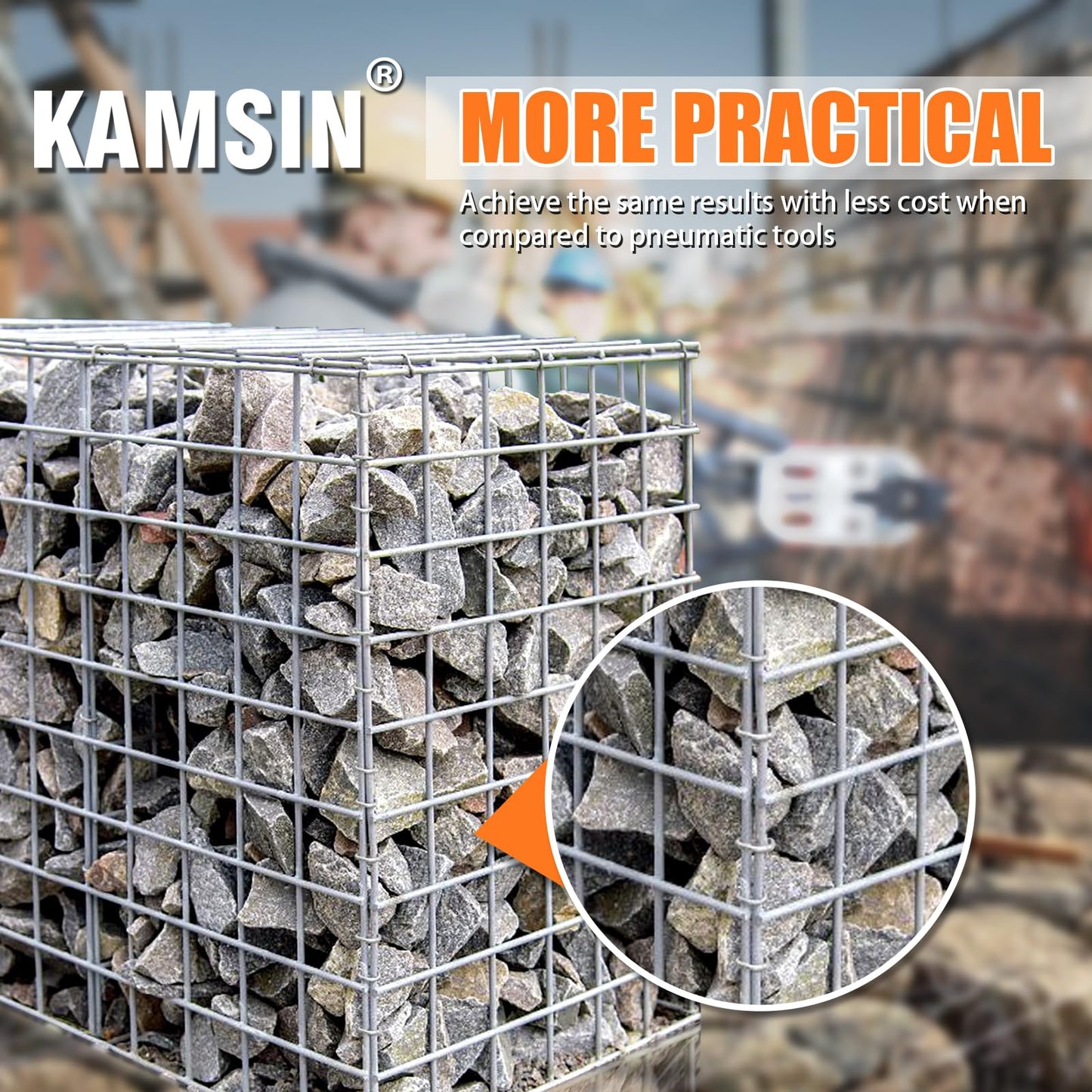 KAMSIN C50 11 Gauge Manual Hog Ring Plier 1-1/2-Inch Crown Hog Ring Plier C Ring Stapler 13.5-14mm Closure Diameter Hog Ring Stapler for Wire Cages, Gabion, Fencing
