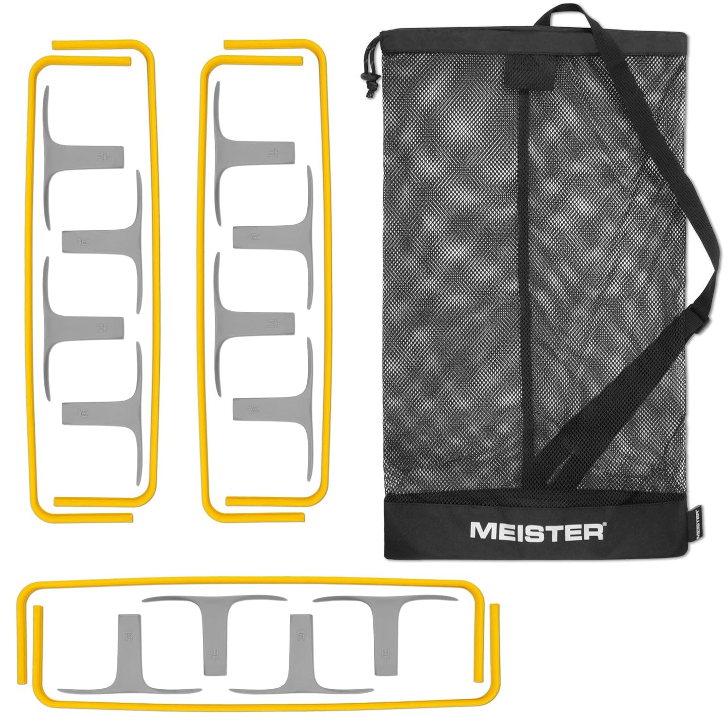 Meister ZoomFlex Agility Hurdles w/Carry Bag - Flex-Safe Modular Speed Training - 6" Electric Yellow - 6 Pack