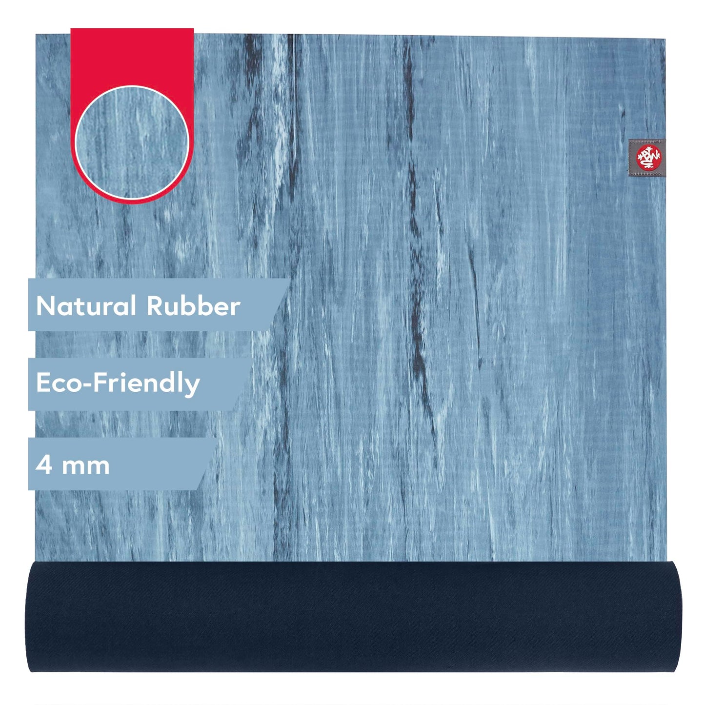 Manduka eKOLite Yoga Mat 71" - 4mm | Natural Rubber | Eco-Friendly | Soft Textured Surface | Natural Next-to-Skin Feel | 71 x 24 inches | EBB