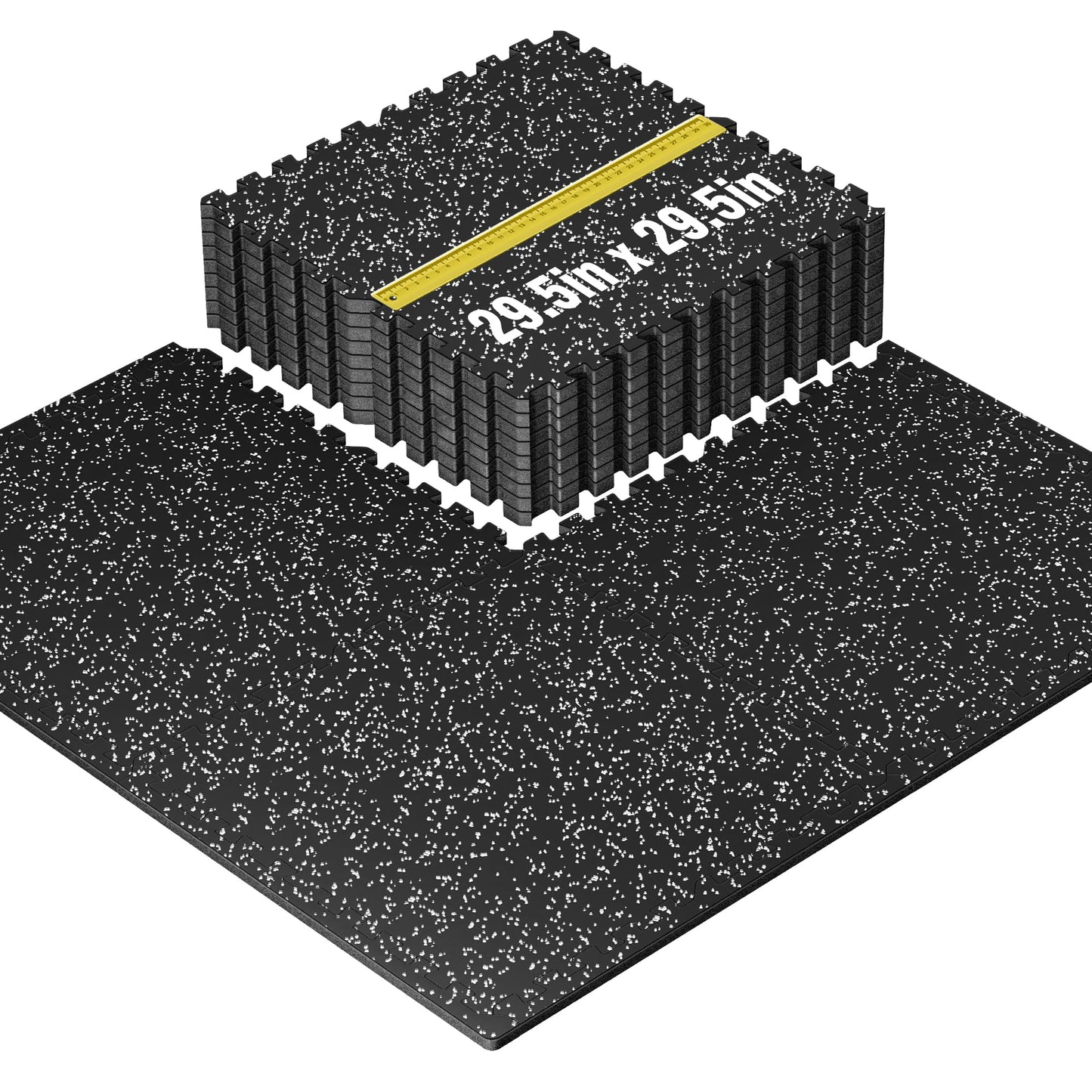 SUPERJARE 30" x 30" Larger Rubber Top Exercise Equipment Mats, 0.56" Thick,12 PCS 75 Sq Ft High-Density EVA Foam Interlocking Gym Flooring, Big Workout Mat for Home Gym, Floor Protection, Black/Grey