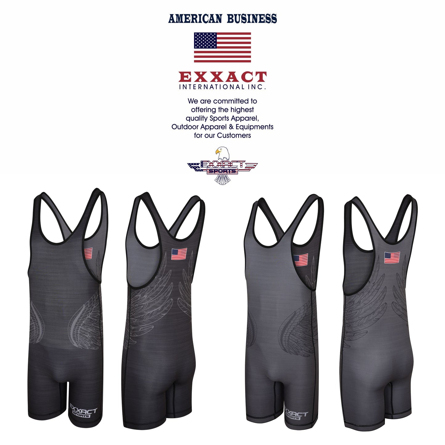 Exxact Sports Reversible Men's Wrestling Singlet, High-Performance Powerlifting Singlet, Wrestling Singlets for Men (Black/Gray, AS)