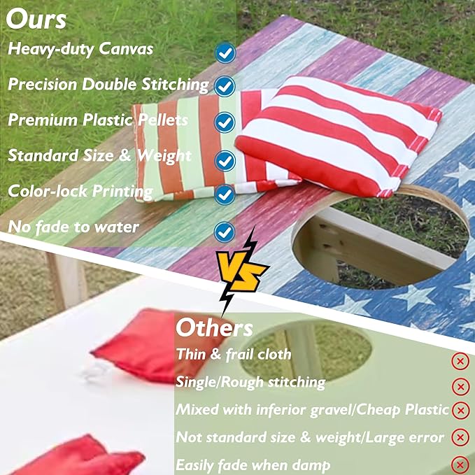 Cornhole Bags Set of 8 Regulation Professional Corn Hole Bean Bags Weather Resistant for Tossing Adults Yard Game