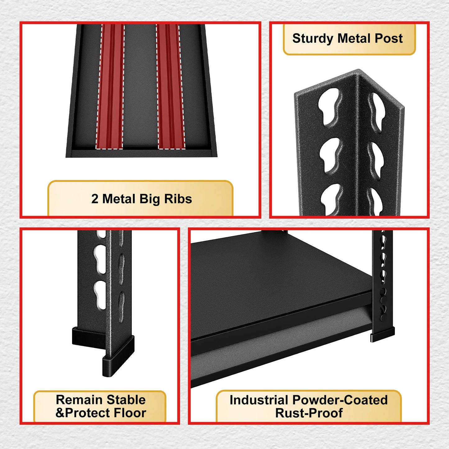 SDXYSTCE Garage Shelving Heavy Duty, 2200 Lbs Loads Garage Storage Shelves Heavy Duty, 5-Tier Metal Shelving Units and Storage for Basement, Retiple Tanks,40''Wx18 Dx72 H,Black
