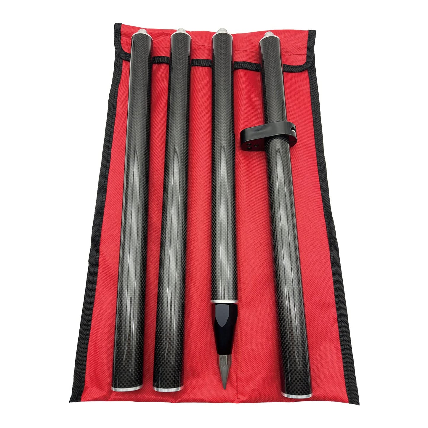 Carbon Fiber Survey Pole 1.8M, 4-Section Prism Pole for GPS GNSS RTK Total Station, with Bubble Level and Soft Carry Bag, 5/8-11 Threaded Surveying Rod