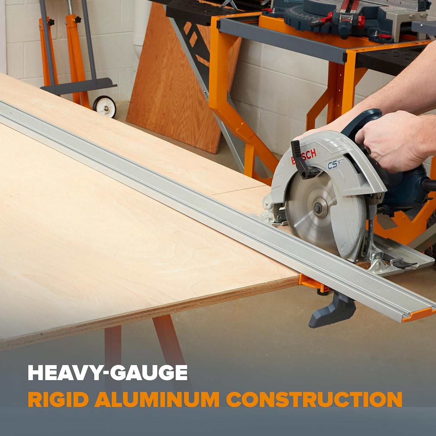 BORA NGX Clamp Edge Saw Guide - 100 Inch Aluminum Circular Saw Track for Precision Straight Cuts