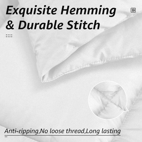 HYLEORY Queen Size Bed Comforter - Cooling Goose Down Alternative Duvet Insert - Machine Washable - White
