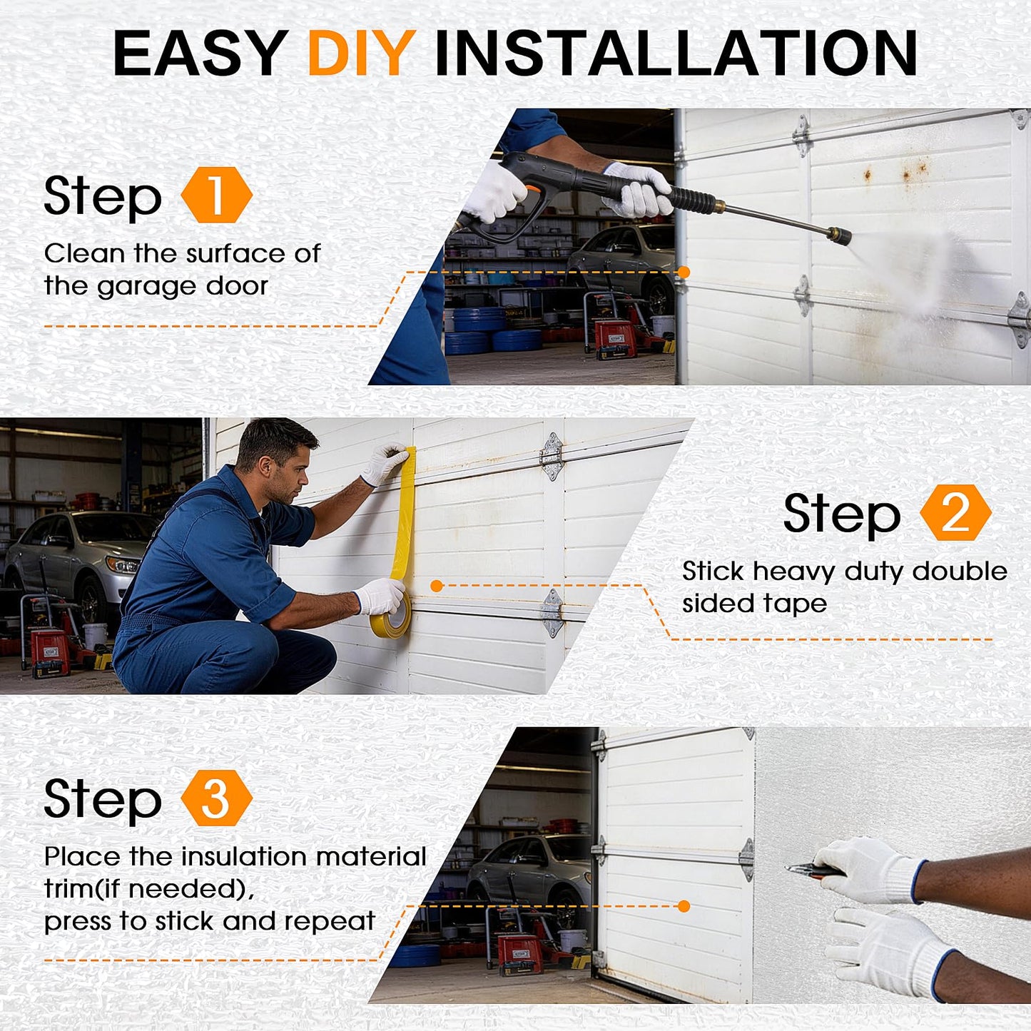 QYXJAEO Garage Door Insulation Kit, Pre-Cut Foam Garage Door Heat Insulation Panels, 16 Pack 48"x24" for 16x7/16x8 ft Double Door, Easy DIY with Tape, Cutter & Squeegee - Heat & Cold Barrier