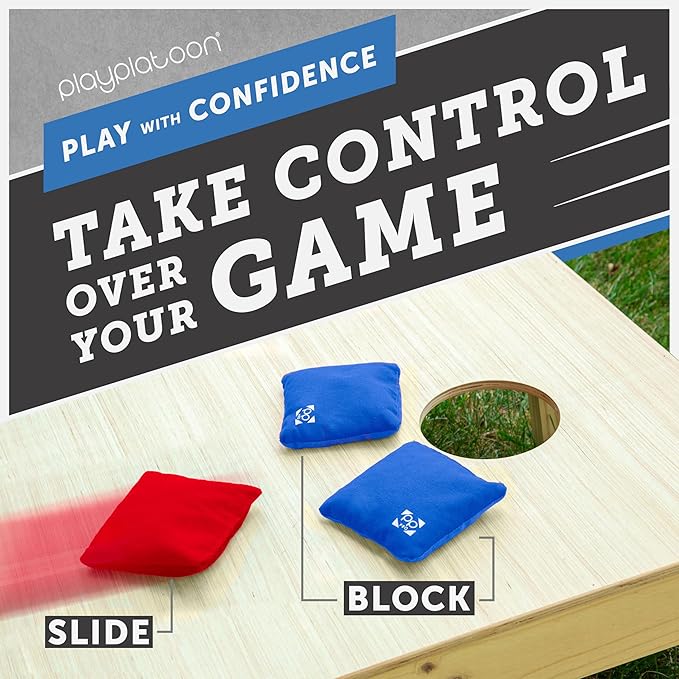 Professional Cornhole Bags - Set of 8 Regulation All Weather Double Sided - Sticky Side/Slick Side Bean Bags for Pro Corn Hole Game