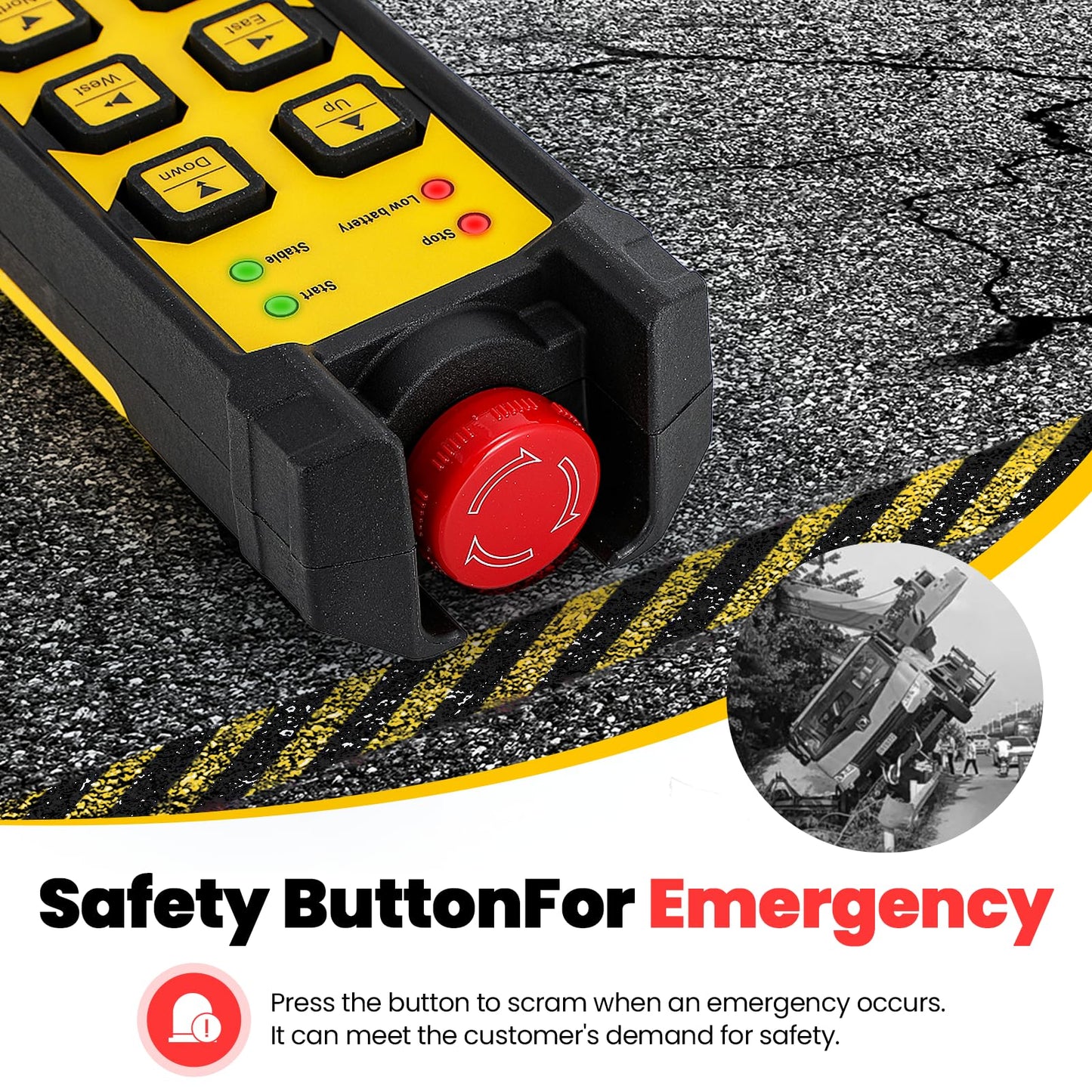 NEWTRY Wireless Crane Remote, 12V 6 Button Industrial Crane Controller Hoist Truck Remote 984FT Electric Lift Switch with Indicator System