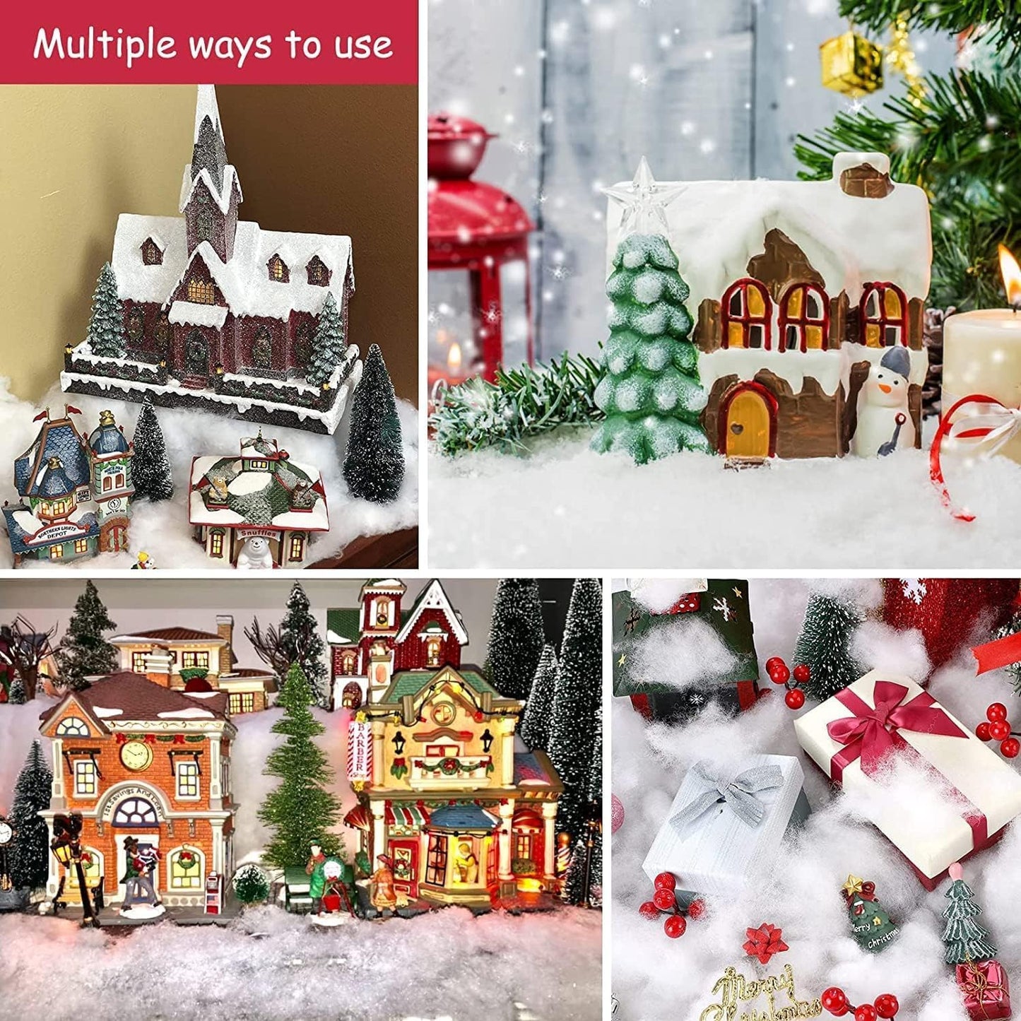 Skiennix Christmas Fake Snow Decor - Fluffy Fiber Artificial Snow Blankets for Indoor Winter Decoration