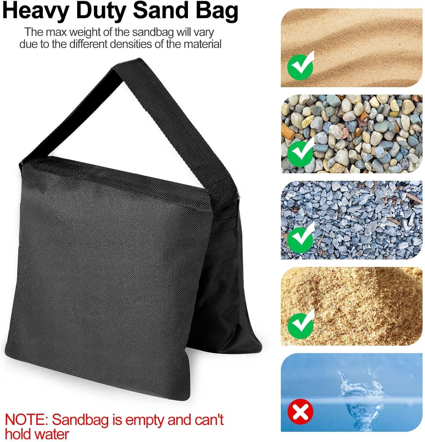 -4 Packs Set(Black) EMART Heavy Duty Sandbag Photo Studio Weight Bag Saddlebag Design for Photography Light Stand