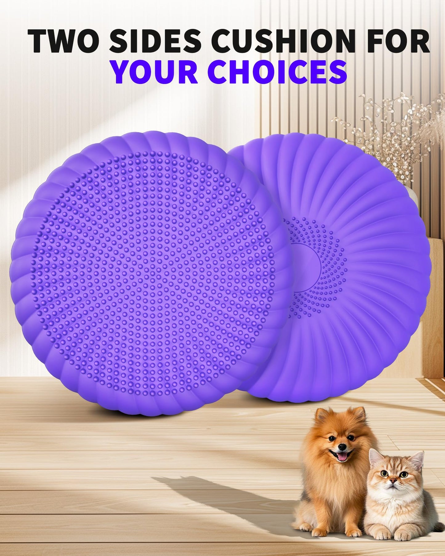 Wobble Cushion with Inflation Pump - Wobble Disk Balance Disc Wiggle Seat for Sensory Kids, Balance Pads (Purple)