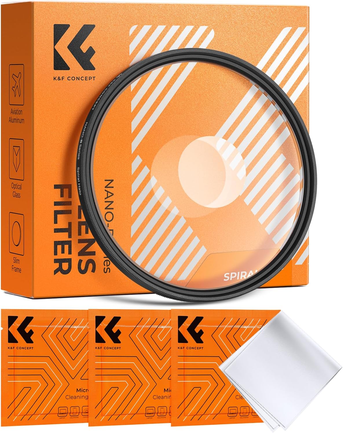 K&F CONCEPT 58mm Spiral Halo Camera Lens Filter, Premium Optical Glass Halo Swirl Special Effect Filter with Cleaning
