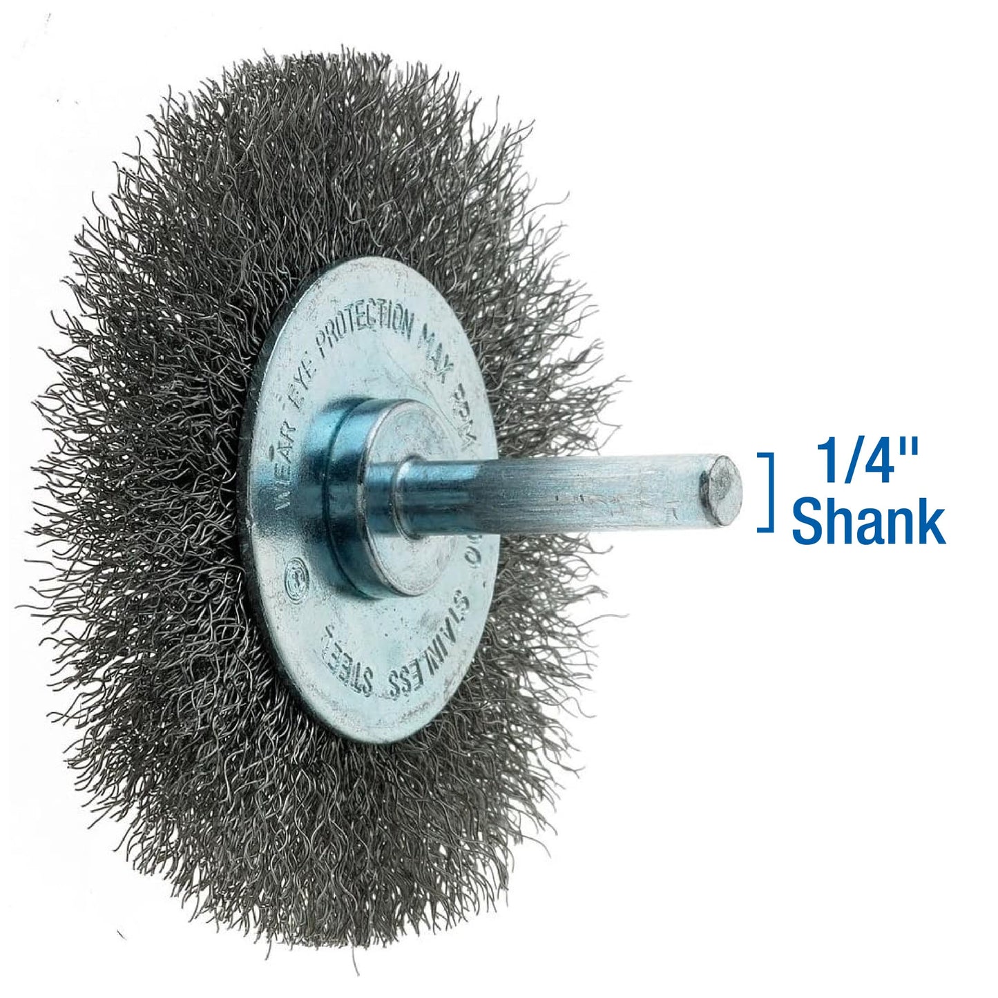Mercer Industries 182050B - 3" x 1/4" Shank Crimped Wire Wheels, .008 Stainless Steel Wire (20 pack)
