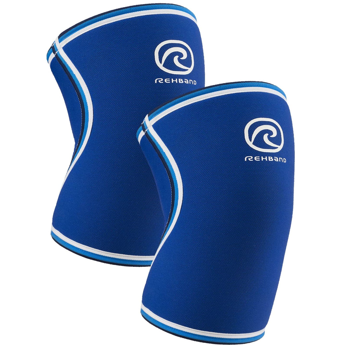 Rehband Classic Knee Sleeve for Strength Training - 7mm Neoprene Knee Brace Competition, Weightlifting, Flexible & Non-Slip Knee Support for Men & Women with anatomic shape, Colour:Blue - 1 Pair, Size:Large