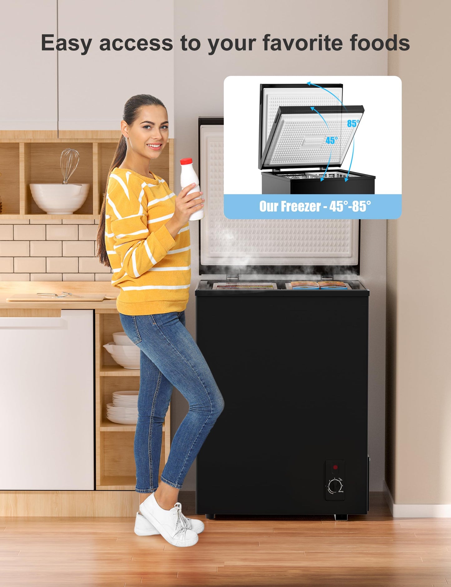 Bodacious Ultra Quiet Deep Freezer – 5.0 Cu Ft, Compact Design, Fast Freeze, Low Power Consumption, Ideal for Home, Restaurant & Small Shops