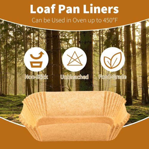 Loaf Pan Liners - 100 Pcs Disposable Non-Stick Parchment Paper for 9x5 Inch Baking | Perfect for Banana Bread & Cakes