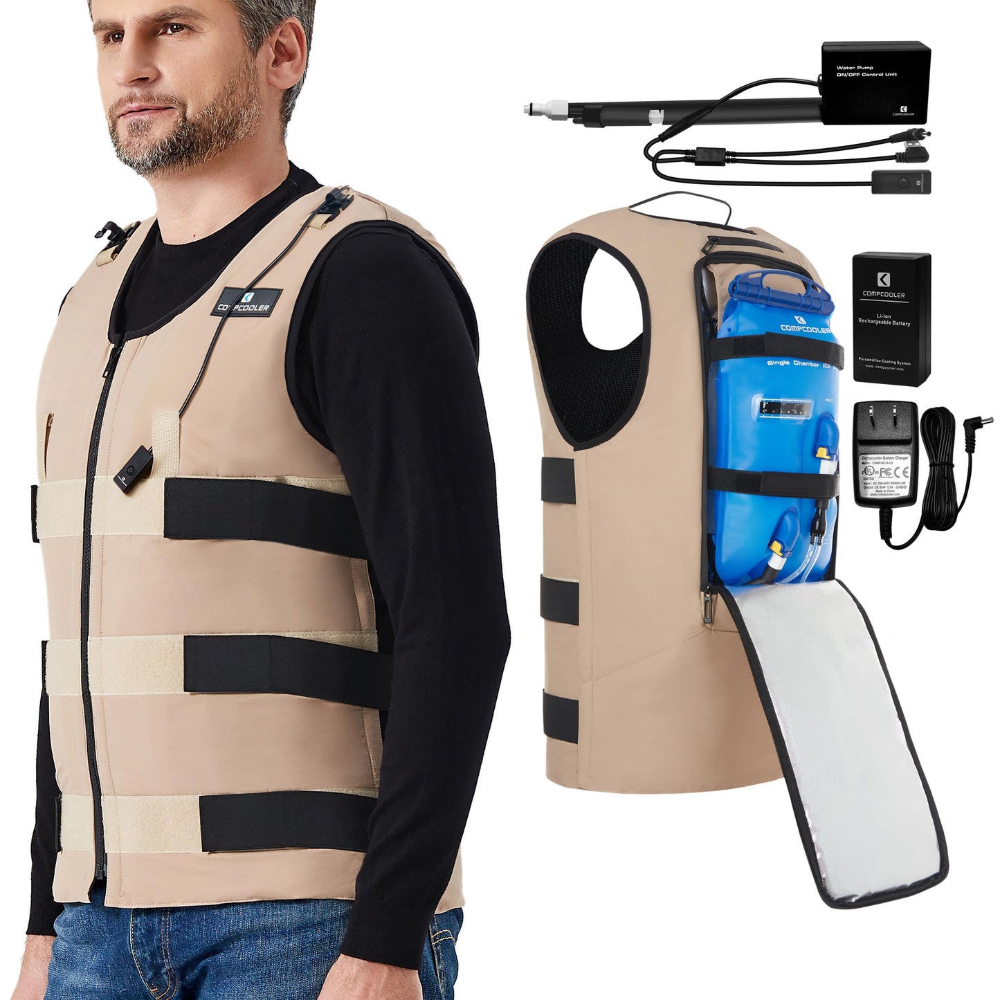 COMPCOOLER Instant Cooling Vest Backpack for Men and Women(2.5L Water Bladder Upgraded Leak-Proof Design) - Ice Water Circulation Tech for Long-Lasting Coolness in Outdoor Sports & Hot Work(XL/2XL)