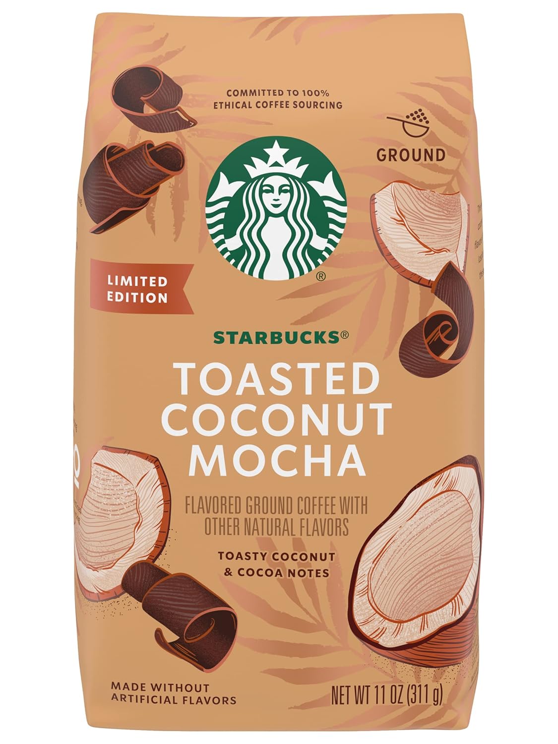 Starbucks Ground Coffee - Toasted Coconut Mocha Flavor | 11 oz Pack of 4