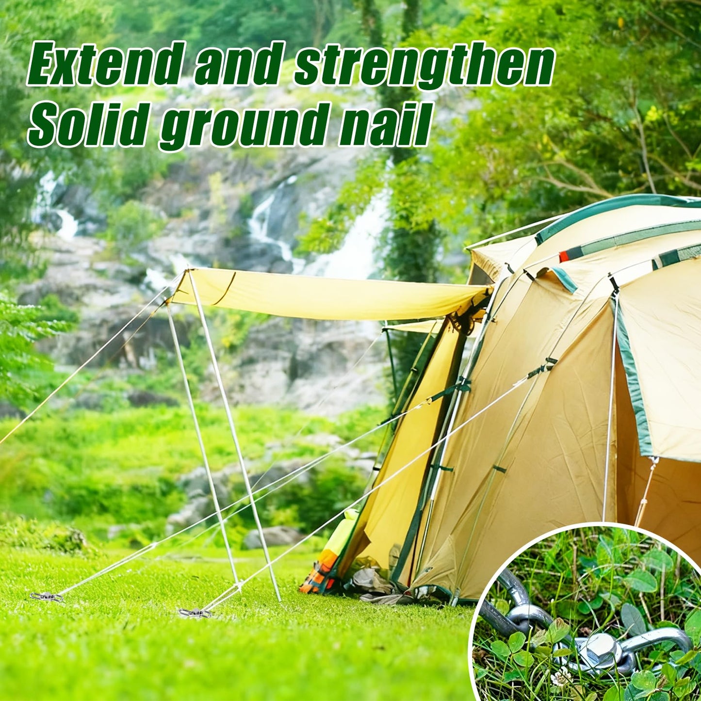 15 Pack Screw in Tent Stakes Heavy Duty,8 ’’ Ground Anchors Screw in,Metal Stakes with Hex Head Driver and Sturdy Storage Bag. (15)