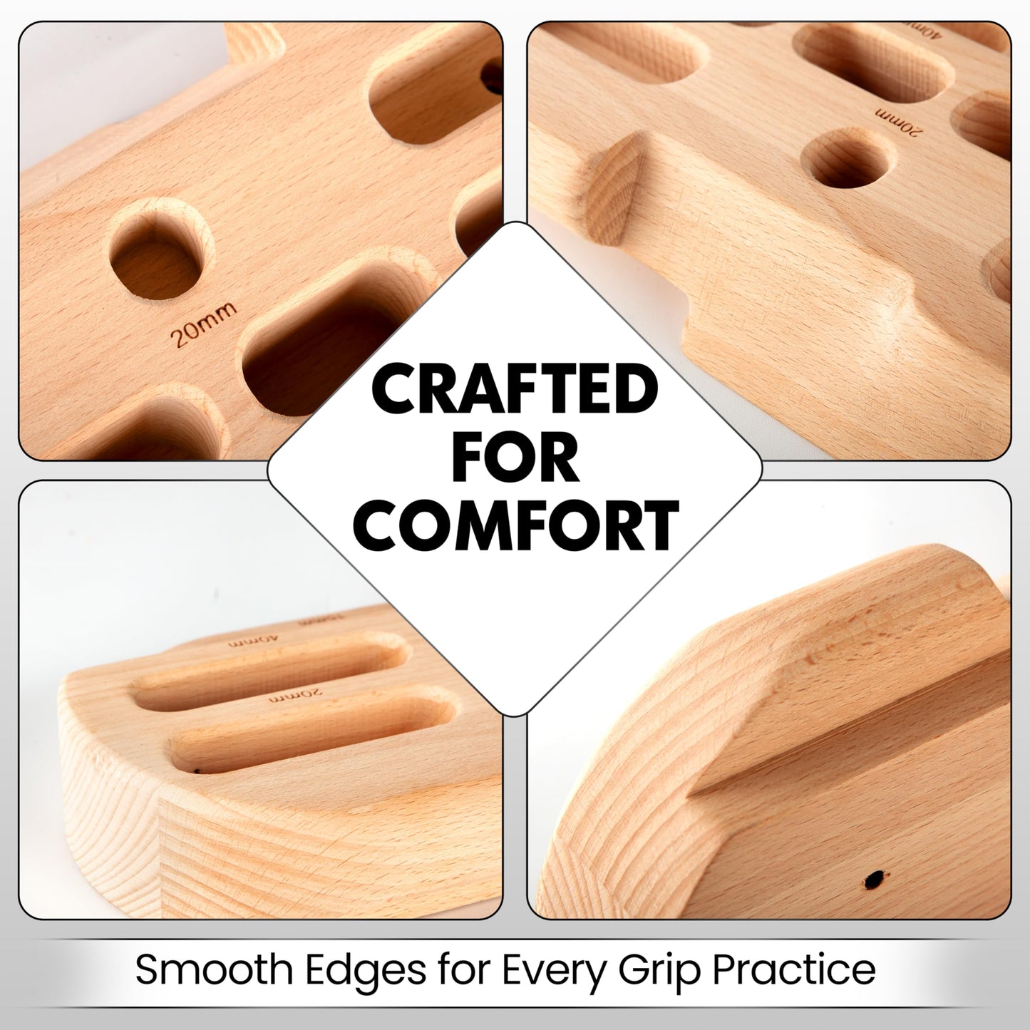 ESTROSO Wooden Hangboard - Training Hang Board with Adjustable Grip Depths, Grip Strengthener, Forearm Exerciser, Pull Ups - Climbing Fingerboard with Installation Kit