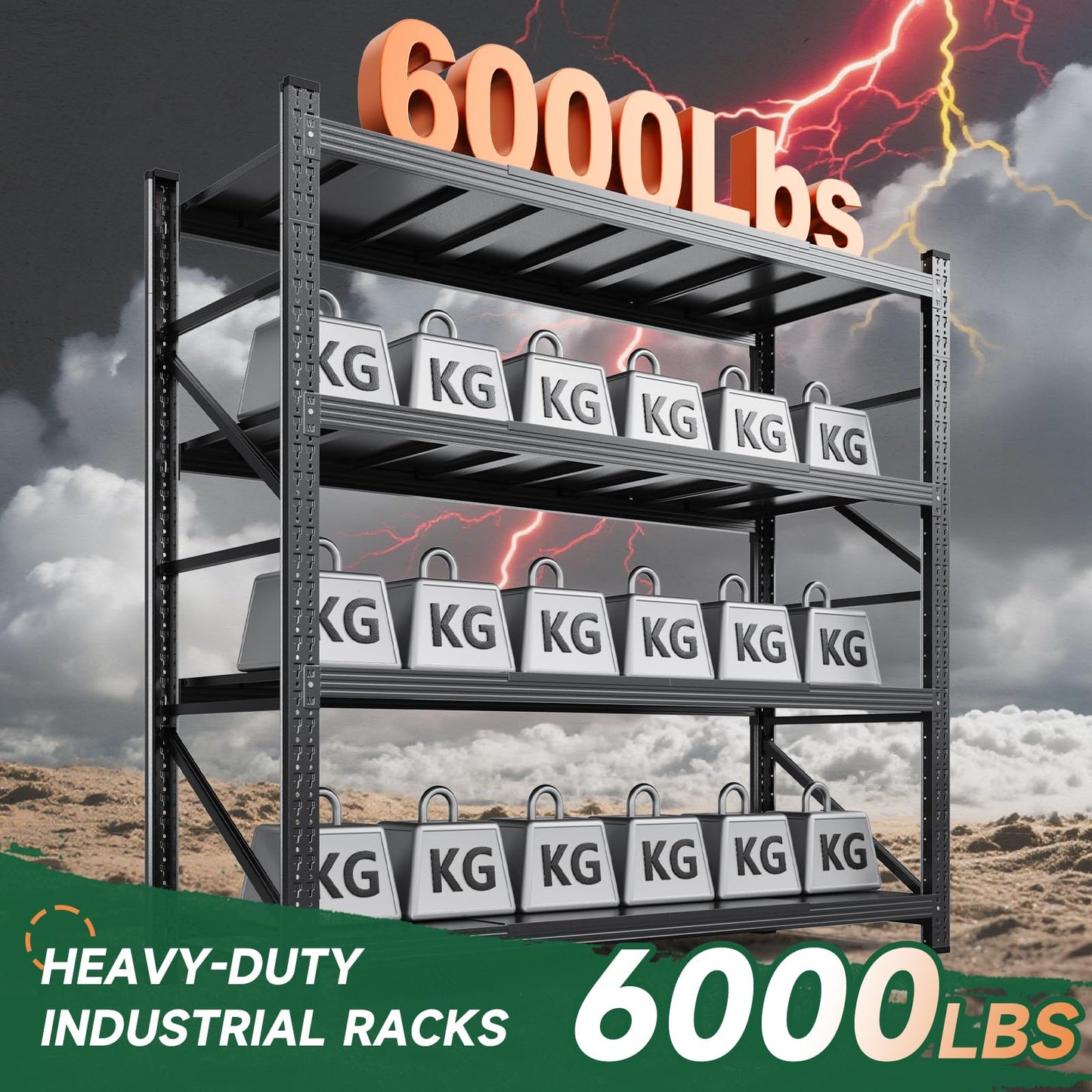 Letaya 6000LBS Storage Shelves Heavy Duty,79" W Garage Shelving Units, 4 Tier Adjustable Utility Rack Shelf,Large Metal Industrial Shelves,for Shop,Warehouse,Basement,Black (79" W x 24" D x 79" H)