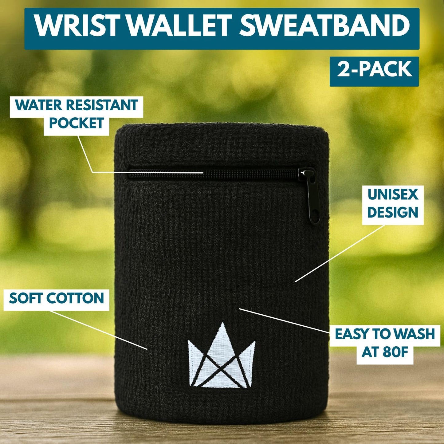 The Friendly Swede Wrist Wallets for Men & Women — Wristband Pocket with Zipper for Jogging, Cycling & Walking - Wrist Pouch for Men for Storing Cash, Keys & Credit Cards - Ankle Wallet - 2 Pack