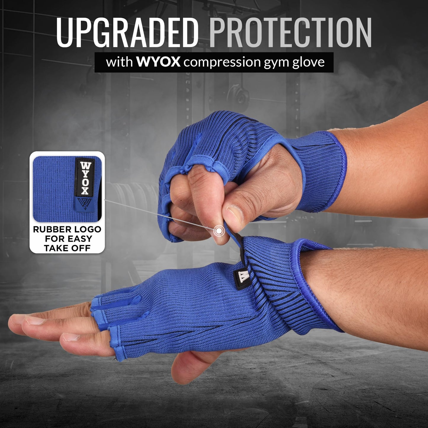 WYOX Inner Glove Hand Wraps for Boxing & Kickboxing — Elasticated Wrist Support, Knuckle Protection for Muay Thai, MMA, Heavy Bag Training (Men & Women)