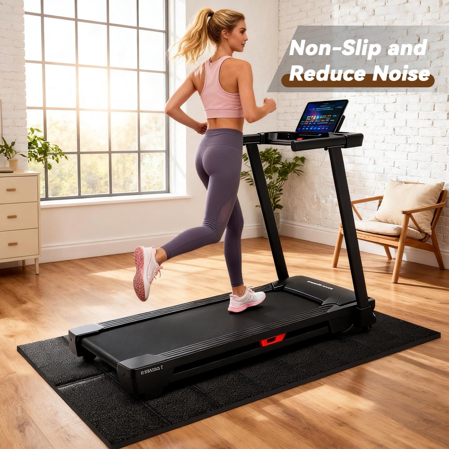 Treadmill Mat for Carpet Floors, 63"×30", 0.2" Thick Walking Pad Mat for Hardwood Floors Protection, Non-Slip, Shock Absorption, Heavy Duty Exercise Equipment Mats for Home Gym Workout